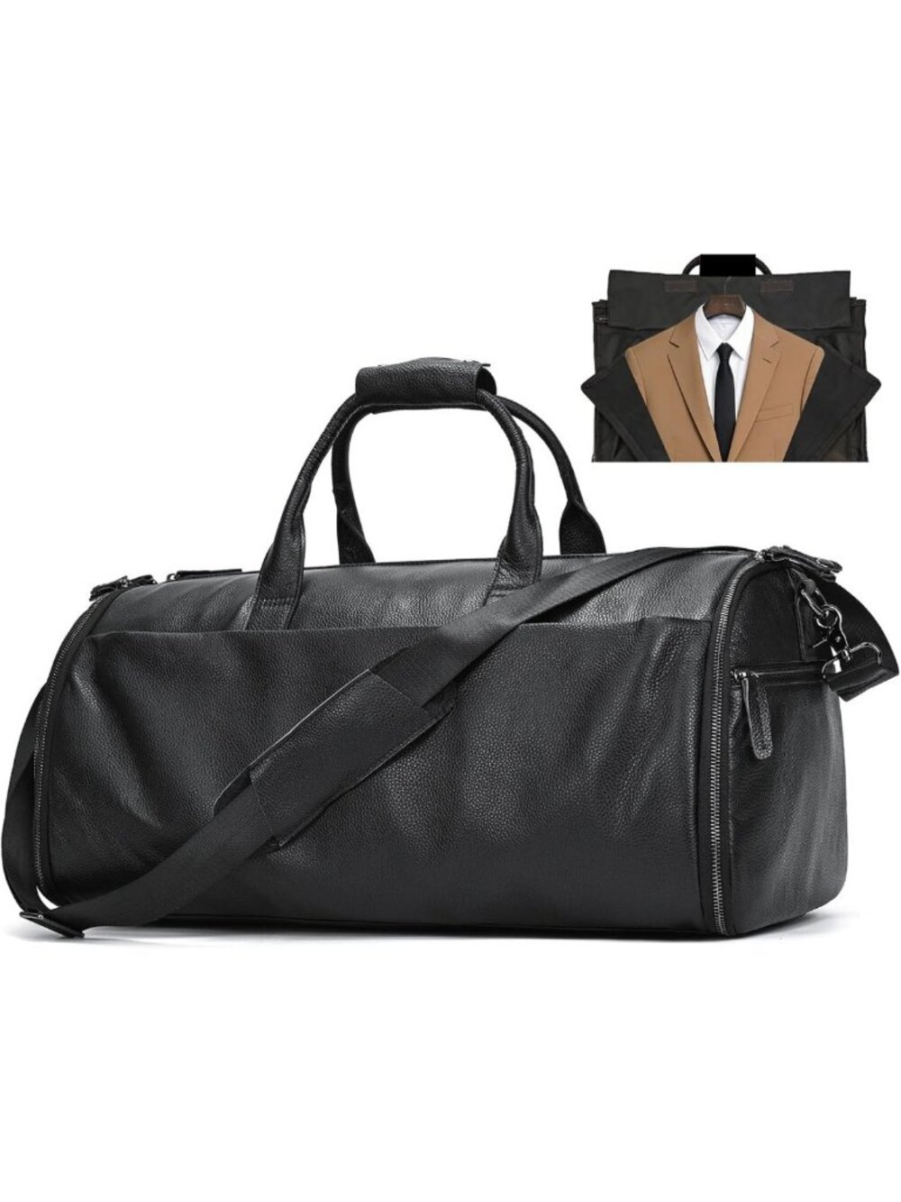 Optimized Title: "Large Capacity Genuine Leather Duffel Bag - Convertible